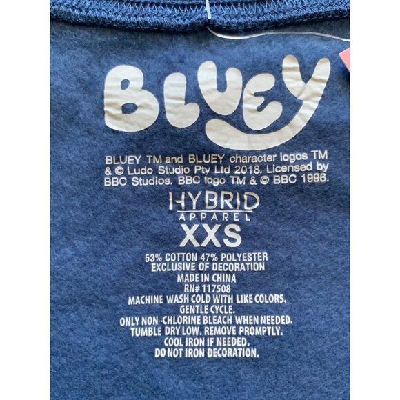 Bluey Kids Girls Crewneck Sweater Blue Hybrid Apparel Cotton Blend Size XXS - Picture 7 of 12